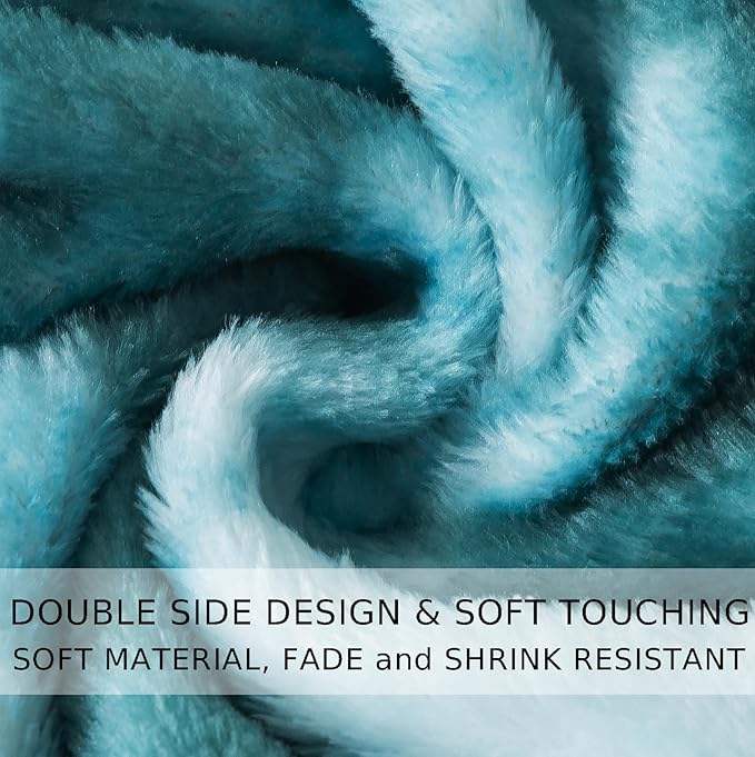 Fuzzy Blanket Twin Size - Teal, Soft and Comfy, Plush and Furry Faux Fur, Reversible Blankets for Twin/Twin XL Extra Long Bed, 66x90 Inches,Teal