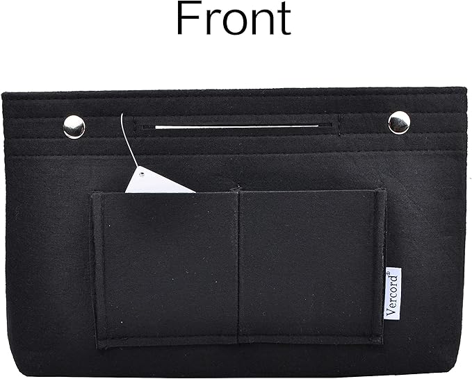 Vercord Felt Purse Tote Organizer Insert Divider Inside Handbag for Women Medium Black