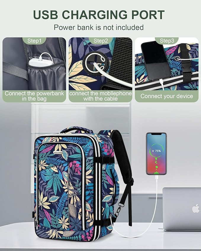 Travel Carry On 17.5" Laptop Expandable Backpack for Men Women, Personal Item Bag Waterproof Airline Approved with USB Charging Hole 3 Packing Cubes, Large Weekender Daypack Business Luggage Suitcase