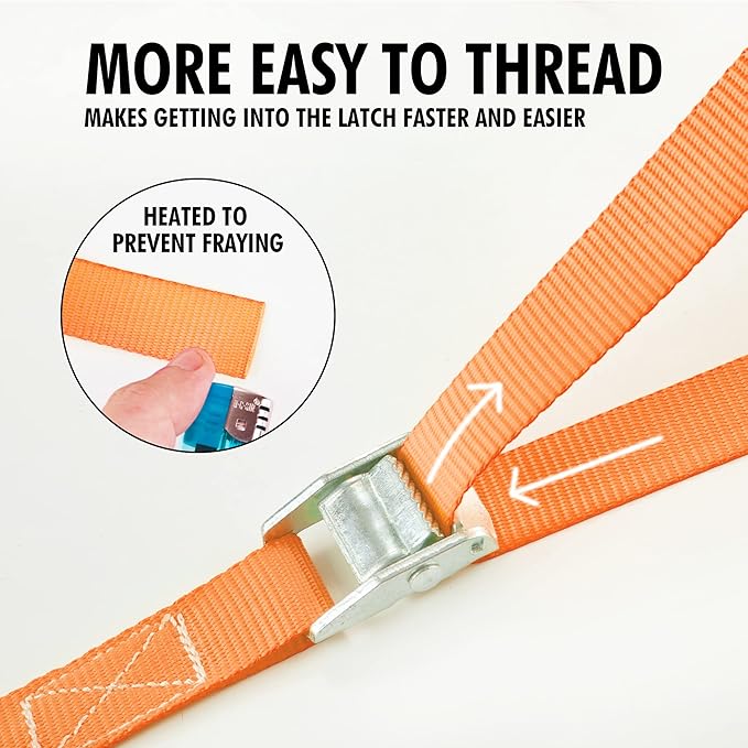 Cartman 1" x 12'Lashing Straps Cargo Tie-Down Strap Up to 600lbs, 10pk in Carry Bag, Orange