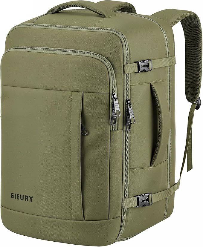 Travel Backpack, Extra Large 50L Expandable Backpack for Men Women, Carry On Backpack For Airplanes, Travel Essentials Luggage Suitcase Daypack Travel Gift Weekender Bag, Army Green