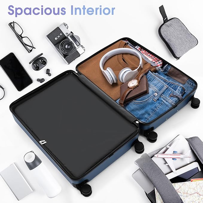 Hardshell Luggage Sets, Lightweight Wave Suitcases with Spinner Wheels