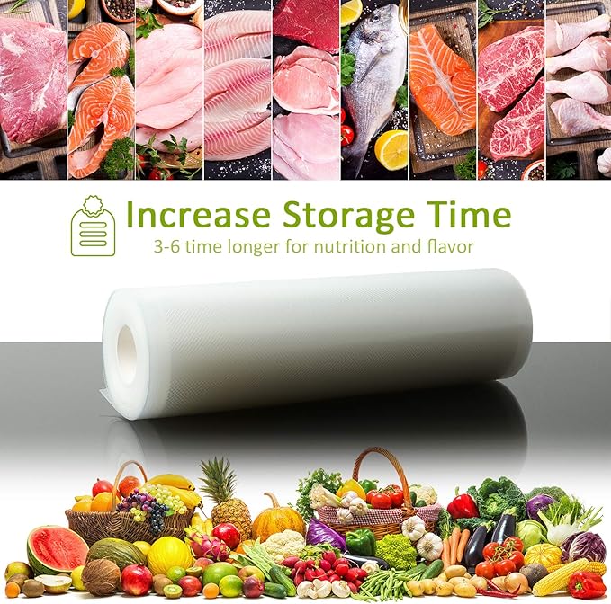 POTANE 6 Pack 11"x20'(3Rolls) and 8"x20' (3Rolls)Thickened Vacuum Sealer Bags , Smell-Proof, Puncture Prevention, Heavy duty for POTANE, Food Saver, Great for Vacuum storage,Meal Prep or Sous Vide