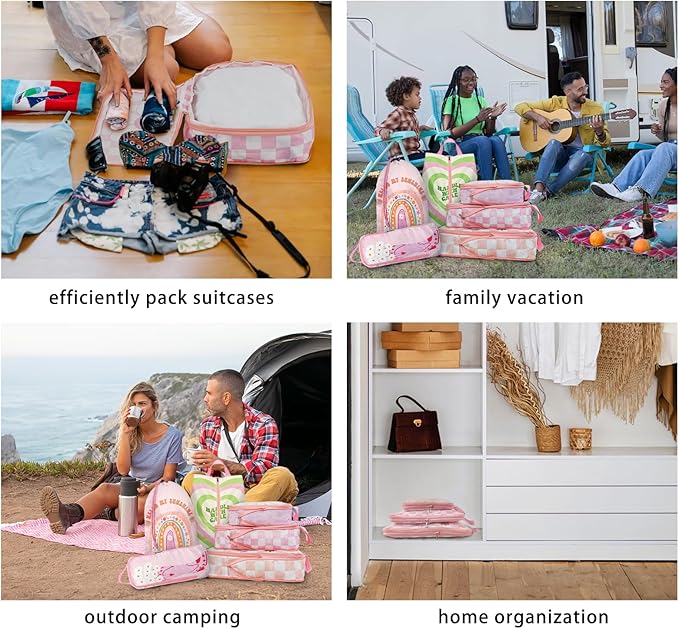 6 Pcs Compression Packing Cubes for Travel, Waterproof Luggage Organizer Washable Storage Bags Set - Packaging Cubes for Backpack Travel and Carry-Ons