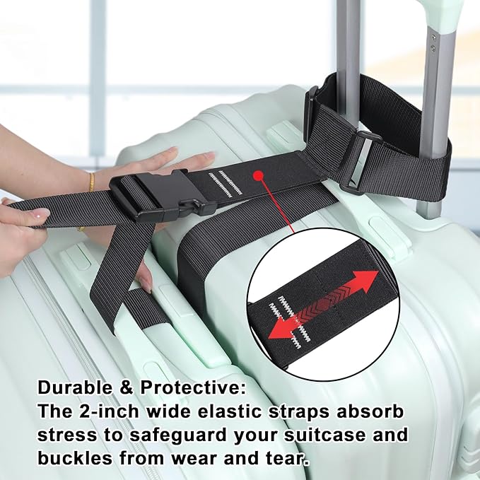 Vigorport Luggage Connector, Straps for Suitcase, Add A Bag Adjustable Attachment Accessories 2" Endless for Connect Your 3 Luggage Together-2 Pack (XXLarge)