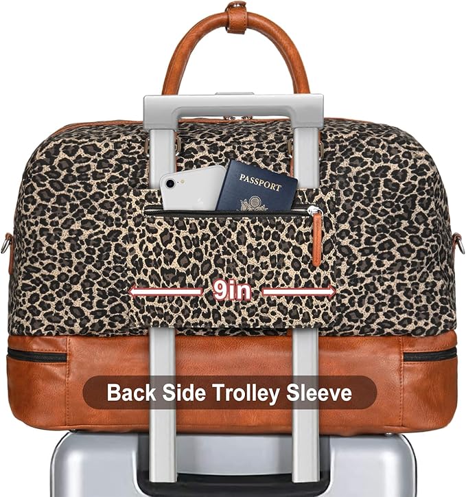 Weekender Bag for Women, Large Overnight Bag Canvas Travel Duffel Bag Carry On Tote with Shoe Compartment 21" 3Pcs Set