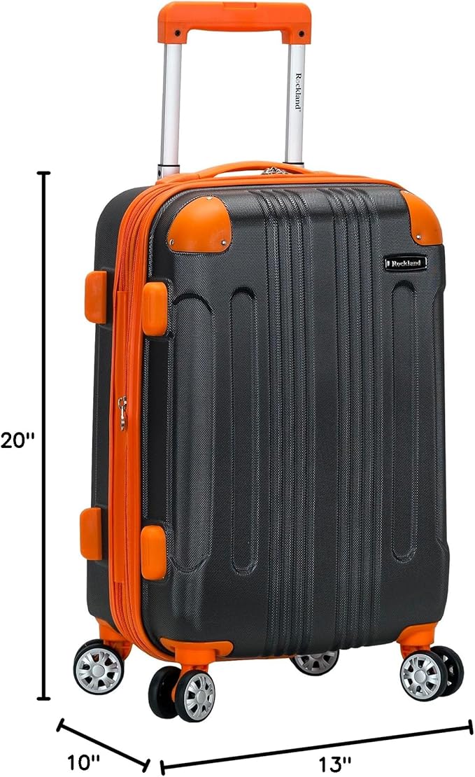 Rockland London Hardside Spinner Wheel Luggage, Charcoal, Carry-On 20-Inch