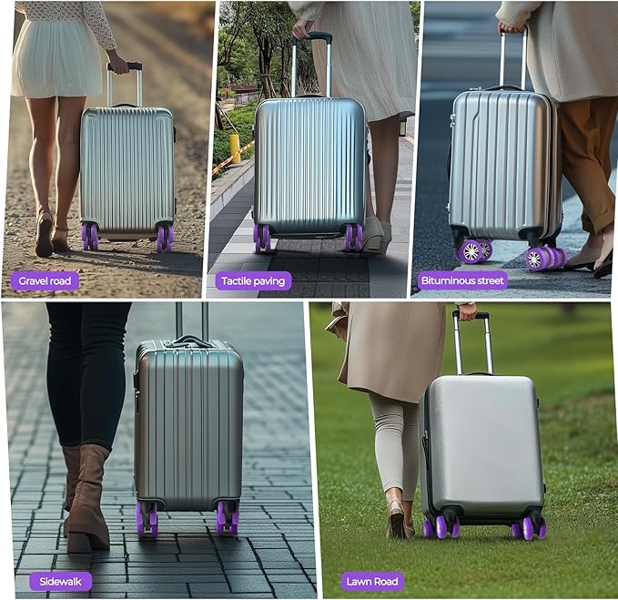 8 Pcs Upgrade Luggage Wheel Covers, Carry On Luggage Suitcases,Wear-Resistant, Anti-Noise, Silicone Wheel Protective Covers for 2-2.4" Spinner Wheel,Essential Travel Accessories (Purple)