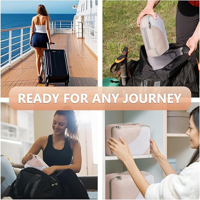 8 Set Packing Cubes for Travel, Gifts for Women Mom,Anti-Tearing Suitcase Organizer for Luggage with Shoe & Hanging Toiletry Bag,OlarHike Vacation Essentials & Accessories for Cruise Ship