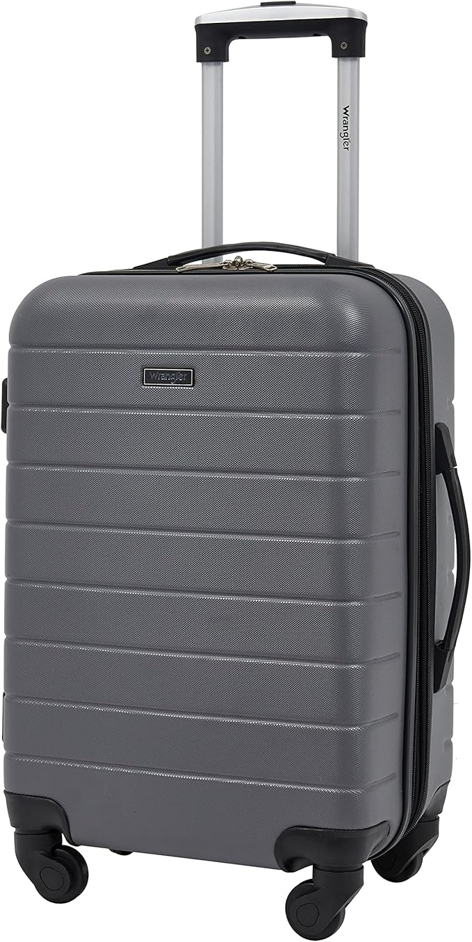 Wrangler Smart Spinner Hardside Luggage, 22-Inch Carry-On, Quiet Shade