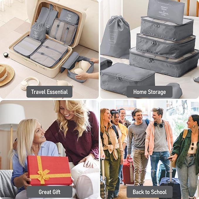 Packing Cubes for Travel-10 Set Luggage Organizer Bags for Family, Mesh Breathable Packing Cubes for Suitcases Durable Travel Essentials Bags Set