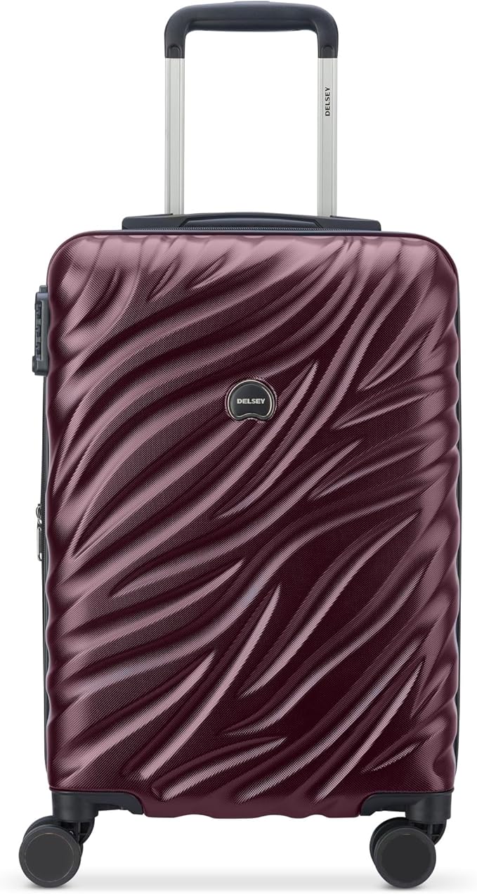 Delsey Paris Alexis Durable Hardside Luggage, Expandable Lightweight 4-Wheel Spinner, Easy Grip Telescoping Handle for Smooth Mobility, TSA-Lock Incorporated, Men and Women, Burgundy, Carry-On 21-Inch