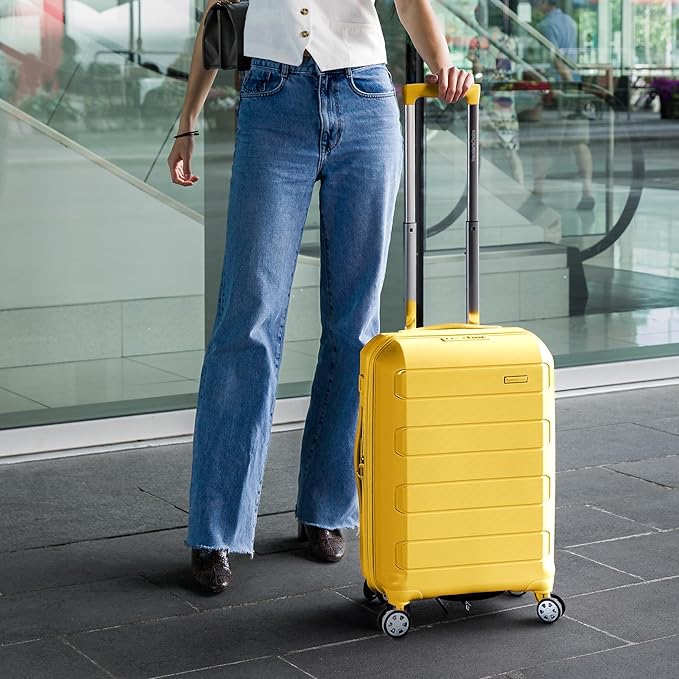 Traveler's Choice Pagosa Hardshell Expandable Luggage with Spinner Wheels, Yellow, 30-Inch Large