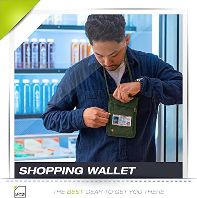 Lewis N. Clark Men's RFID Blocking Stash Wallet, Travel Neck Pouch Passport Holder for Women & Men, Olive, One Size