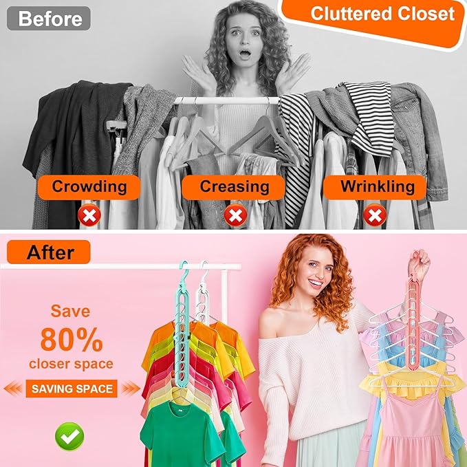 Closet Organizers and Storage, Multifunctional Organization and Storage Home Essentials Magic Space Saving Hangers with 9 Holes for Wardrobe Closet Heavy Clothes
