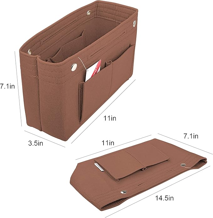 Vercord Felt Purse Tote Organizer Insert Divider Inside Handbag for Women Medium Coffee