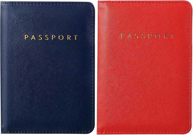 2 Pcs Passport Cover Holder for Travel Waterproof Leather Passport Wallet Case Book Travel Cruise Essentials for Women Men | 2 Pieces, Bridal, Holder, Waterproof, Holder Covers, Travel Wallet