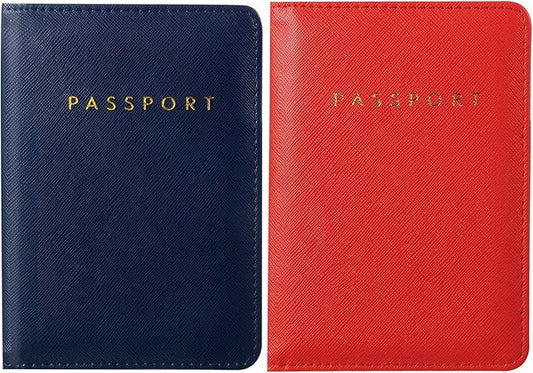2 Pcs Passport Cover Holder for Travel Waterproof Leather Passport Wallet Case Book Travel Cruise Essentials for Women Men | 2 Pieces, Bridal, Holder, Waterproof, Holder Covers, Travel Wallet