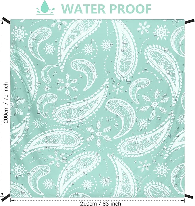 Beach Blanket Sandproof Extra Large Beach Mat Adults Waterproof Quick Drying Sand Free Mat with 4 Stakes & 4 Corner Pockets for Outdoor Travel Camping Hiking White 79" X 83"