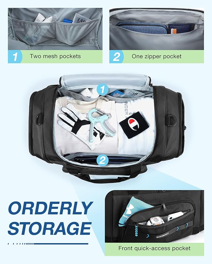 BAGSMART 4-IN-1 Gym Bag for Women Men, TSA Lightweight Duffle Bag for Travel with Shoe Compartment & Wet Pocket, 22L/30L/38L Tactical Backpack with 40oz Water Bottle Holder