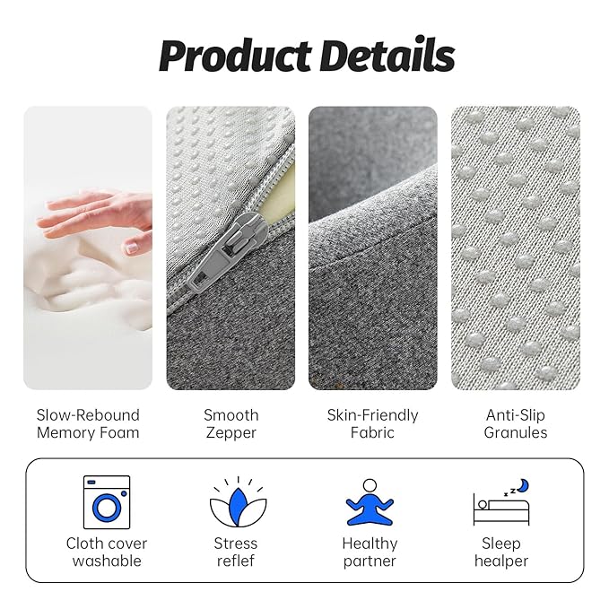 Face Down Pillows for Massage Table, Massage Headrest for Bed, Face Pillow for Stomach Sleeping, BBL Pillow After Surgery Post Eye Surgery & Vitrectomy Recovery, Removable Cover Grey