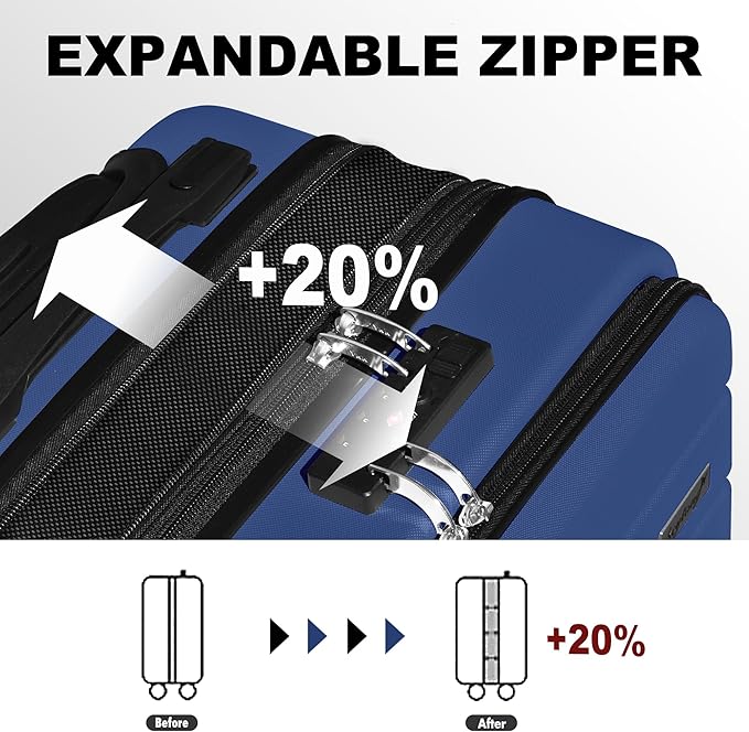 Explorer 20 Inch Carry On - Hardshell Suitcases with Front Pocket, Navy Blue
