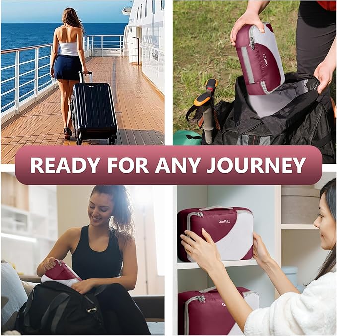 8 Set Packing Cubes for Travel, Gifts for Women Mom,Anti-Tearing Suitcase Organizer for Luggage with Shoe & Hanging Toiletry Bag,OlarHike Vacation Essentials & Accessories for Cruise Ship