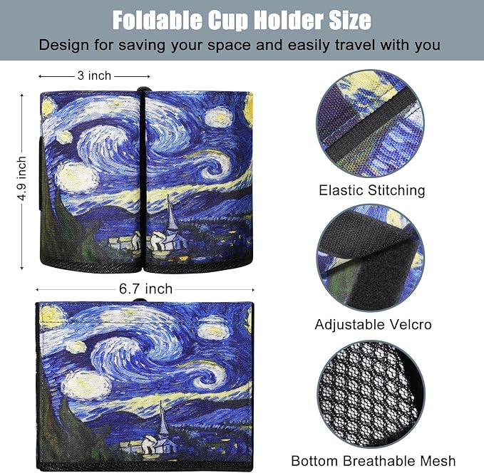ACdream Luggage Cup Holder, Suitcase Drink Carrier, Free Hand Portable Water and Coffee Caddy Attachment, Flight Attendant Gift Gadgets, Airport Travel Accessories for Airplane, Starry Night