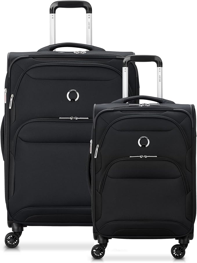 DELSEY PARIS Sky Max 2.0 Softside Expandable Luggage with Spinner Wheels, Black, 2-Piece Set (21/24)