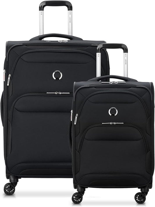 DELSEY PARIS Sky Max 2.0 Softside Expandable Luggage with Spinner Wheels, Black, 2-Piece Set (21/24)