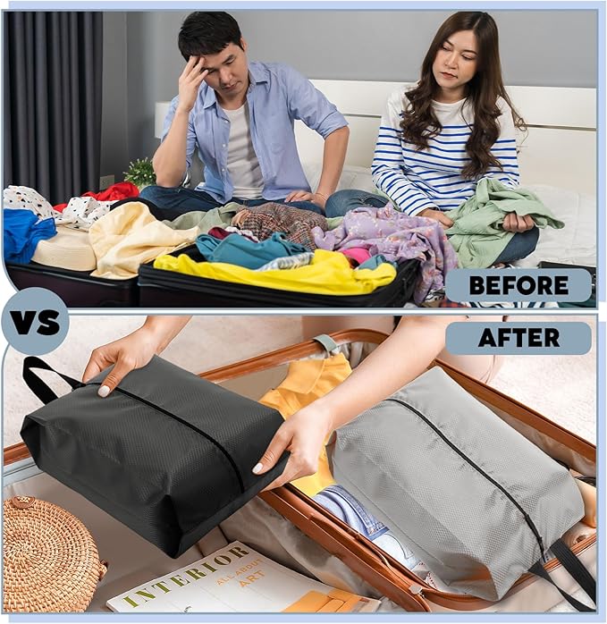 6 Pcs Travel Shoe Bags with Zipper Portable Suitcase Shoe Organizer Packing for Men Women Nylon Multicolor(L,Dusty Pink)