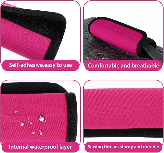 2Pack Luggage Handle Wraps for Suitcase,Rose Red Soft Luggage Identifiers for Suitcases,Travel Essential Bag Handle Wrap,Neoprene Material Suitcase Handle Wraps for Traveling