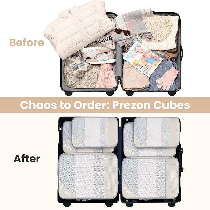 Compression Packing Cubes for Travel, Lightweight Vacation Travel Essentials, Travel Accessories for Suitcase Organizer Bags Set, Durable Luggage Organizer