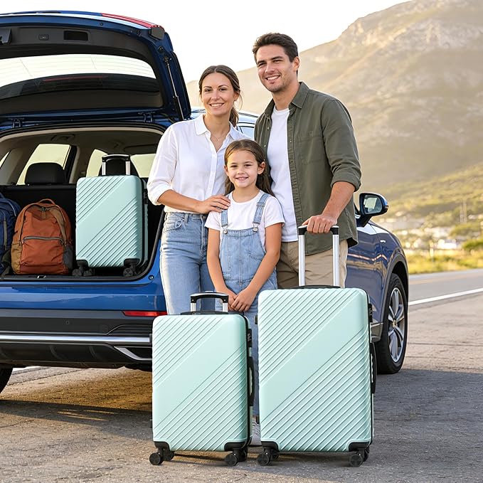 Luggage Sets 3 Piece, ABS Hardside Suitcase Set (20/24/28) with Spinner Wheels, TSA Security Lock, Airline-Approved Carry-On & Lightweight Large Checked Luggage for Business, Travel, Family Vacations