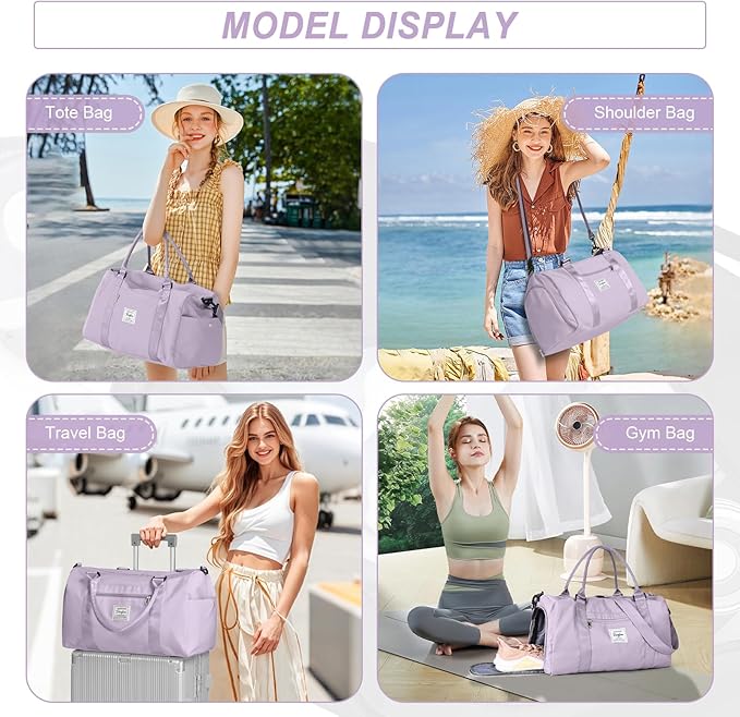 Weekender Duffel Bags for Women Men, Travel Totes Bag for Airplane, Cute Sports Gym Dance Overnight Luggage Bag with Wet Pocket Shoe Compartment, Carry On Hospital Bag for Labor and Delivery