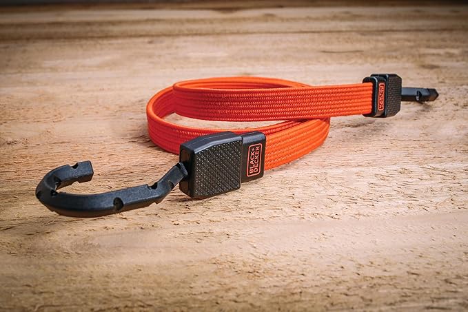 Black+Decker BDX1011-32PK Black/Orange 36" Flat Bungee Cord Straps, 32 Pack