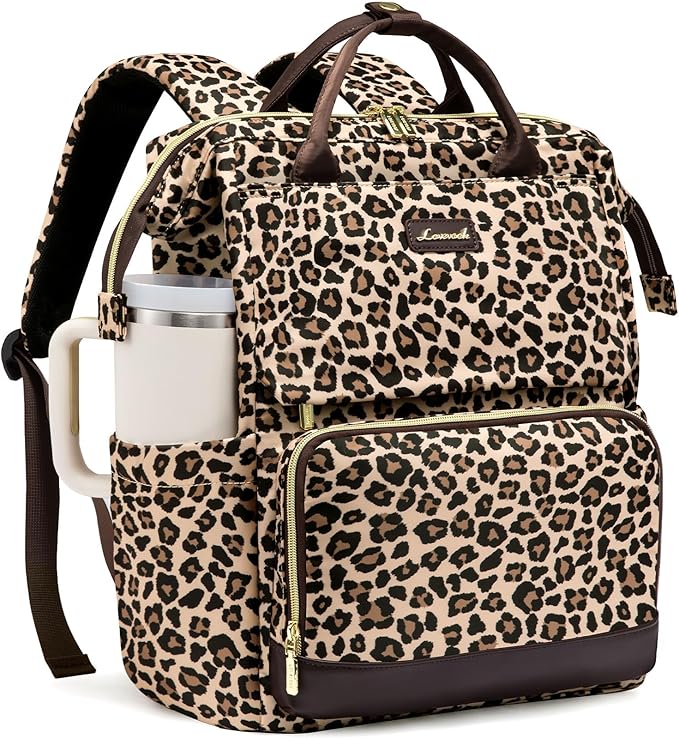 LOVEVOOK Laptop Backpack for Women with Giant Tumbler Holder Pocket, 15.6 inch Travel Work Bag Purse for Nurse Teacher, Waterproof Casual Daypack Bookbag for College Business
