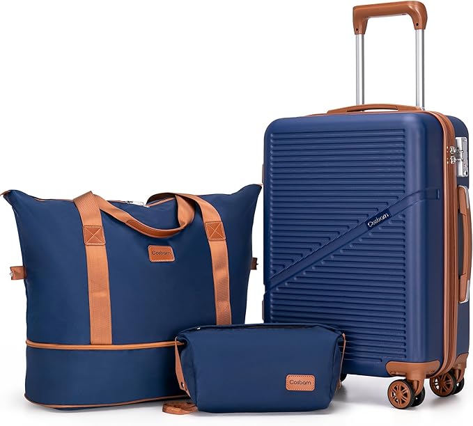 Carry On Luggage Set 22x14x9 Airline Approved, 3 Piece 20 Inch Lightweight ABS Hardside Suitcases with Wheels and TSA Lock, Durable Waterproof Travel Suitcase for Men Women