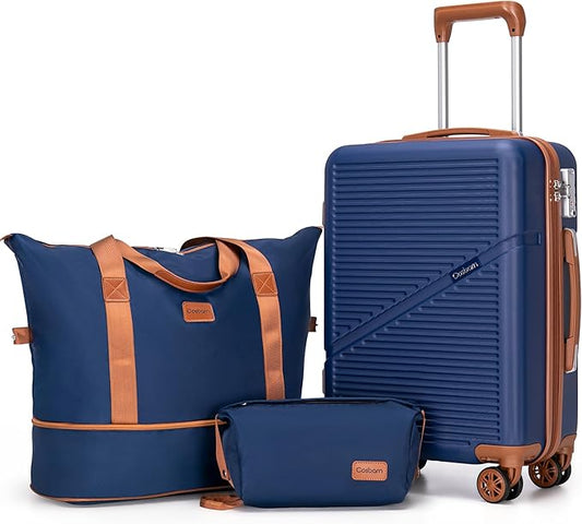 Carry On Luggage Set 22x14x9 Airline Approved, 3 Piece 20 Inch Lightweight ABS Hardside Suitcases with Wheels and TSA Lock, Durable Waterproof Travel Suitcase for Men Women