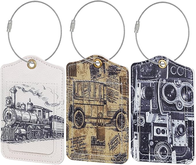Fishent Luggage Tag, 3 Pack Travel Cruise Luggage Tags for Suitcases, Cute Suitcase Tags Identifiers Bag Tags with Privacy Flap, Baggage Name Tag for Women Men Luggage Backpack Handbag School Bag