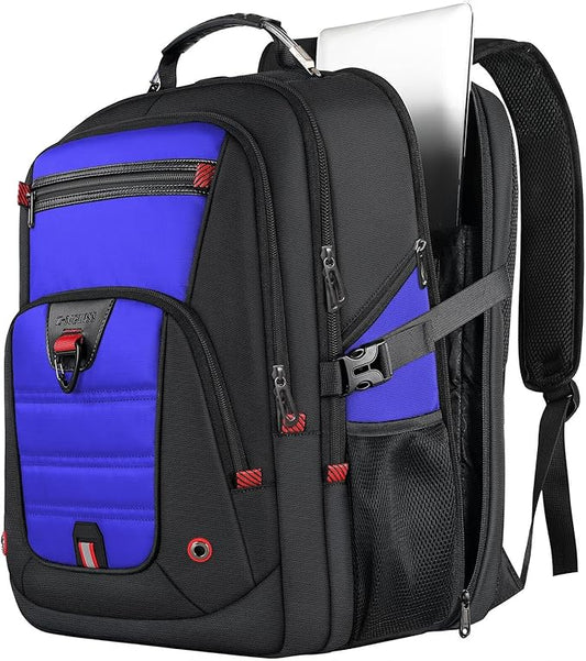 Z-MGKISS Extra Large Backpack, Travel Laptop Bag for Men, Anti-Theft College Backpack with USB Port, TSA-Approved 17.3 Inch, Heavy Duty Business Weekender Bag, Blue