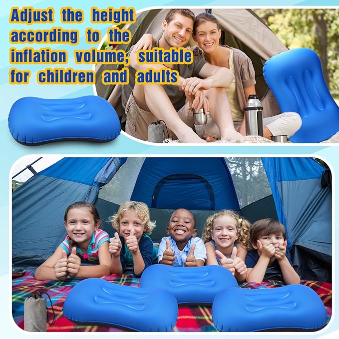 Tatuo 3 Pcs Inflatable Camping Travel Pillow Ultralight Inflating Pillows Lightweight Camping Pillow Portable Backpacking Pillow for Neck Lumbar Support Hiking Sleeping Camping (Dark Blue)