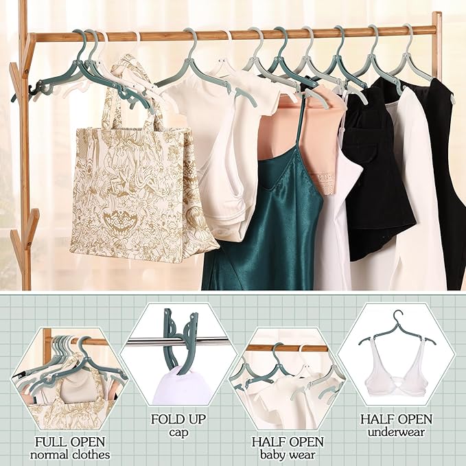 24 Pcs Travel Hangers Portable Foldable Hangers Cruise Ship Essentials Non-Slip Foldable Space Saving Clothes Drying Rack for Travel Cruise Business Trip Suitcase Dormitory School Hotel(Classic)