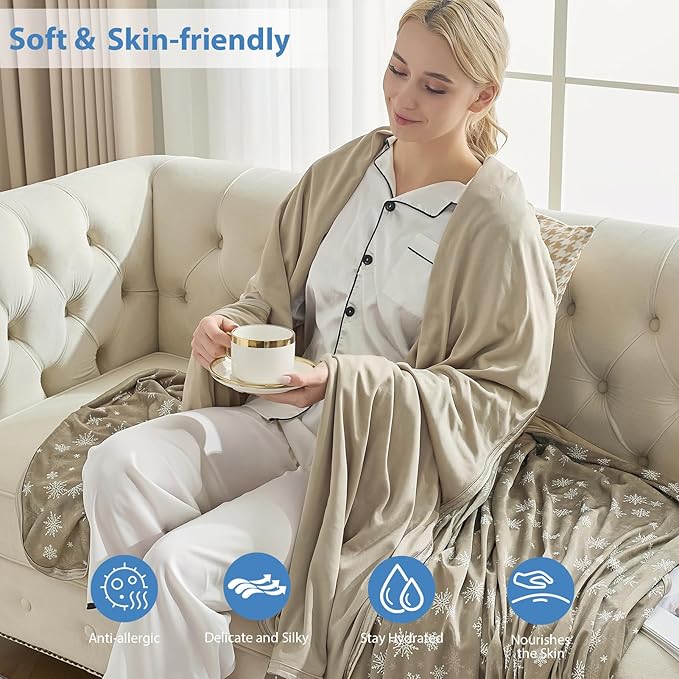 OIGAE Cooling Blanket for Hot Sleepers - Soft & Lightweight Summer Cold Blanket for Night Sweats | Perfect for Bed, Couch, Sofa (Light Brown, Throw 50'' x 70'')