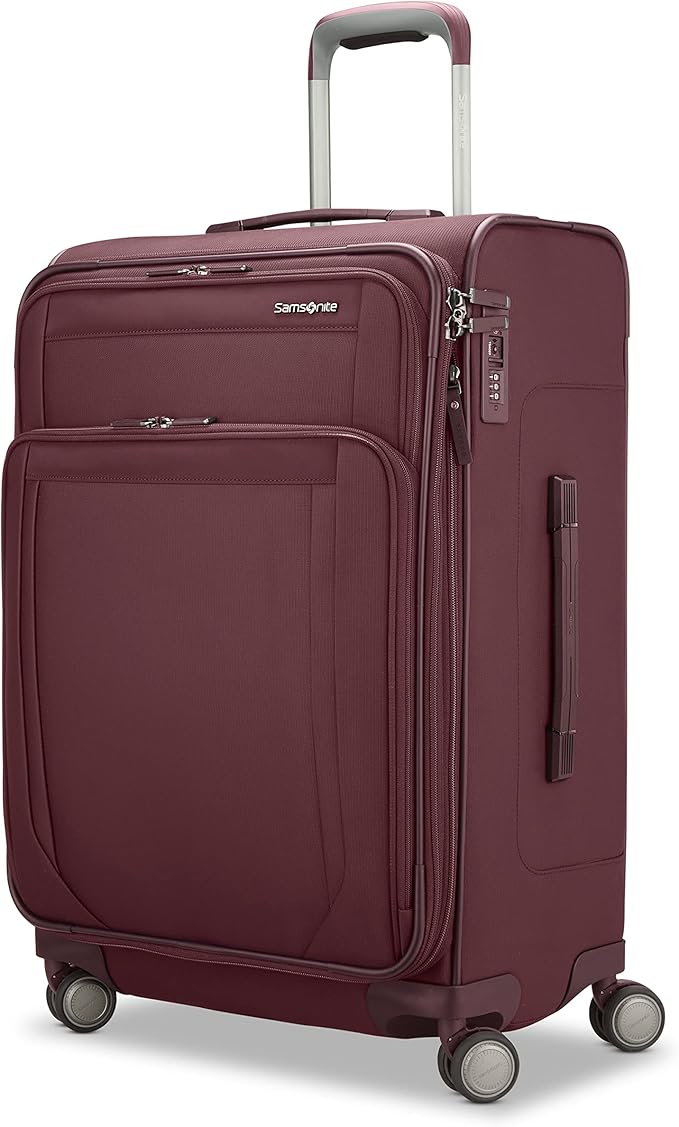 Samsonite Lineate DLX Softside Expandable Luggage with Spinner Wheels, Merlot, Medium Checked