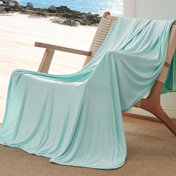 Bedsure Green Cooling Blanket Twin XL for Hot Sleepers -Summer Cold Blanket with Rayon Derived from Bamboo for Twin Size Bed, Ice Cool Cold Lightweight Arc-Chill Thin Summer Bedding, 60x90