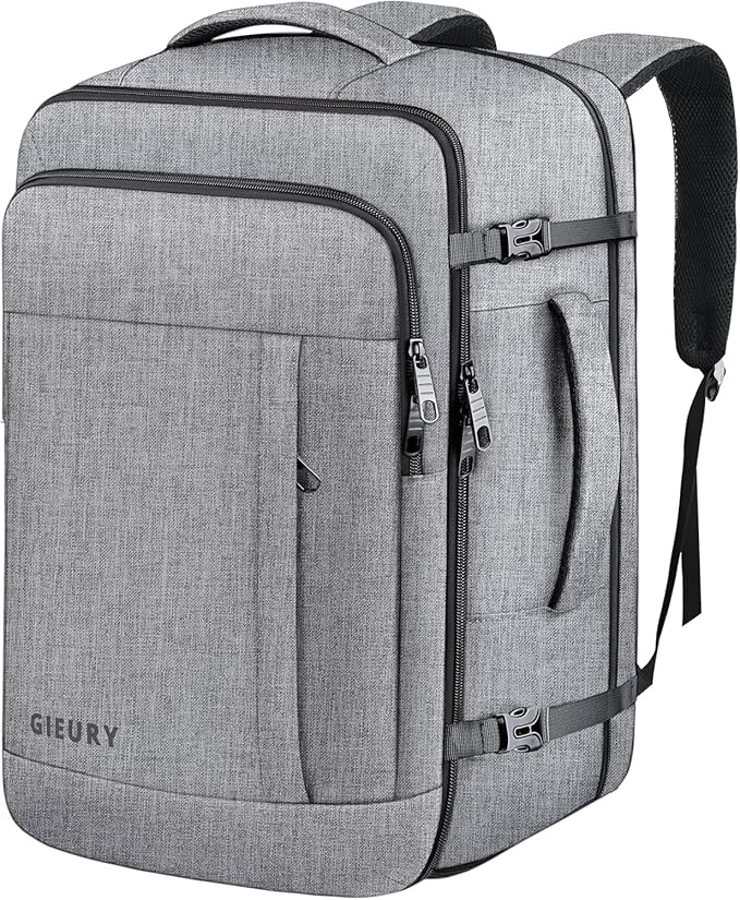 55L Carry On Backpack, Extra Large Travel Backpack for Men & Women, Expandable Big Capacity For Airplanes, Travel Gifts for Men Women, Fits 18.4 Inch Laptop, Luggage Suitcase Daypack Bag, Grey