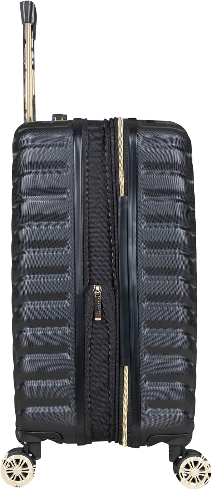 Kenneth Cole REACTION Madison Square Lightweight Hardside Chevron Expandable Spinner Luggage, Black, 2-Piece (20" Carry On + Backpack)