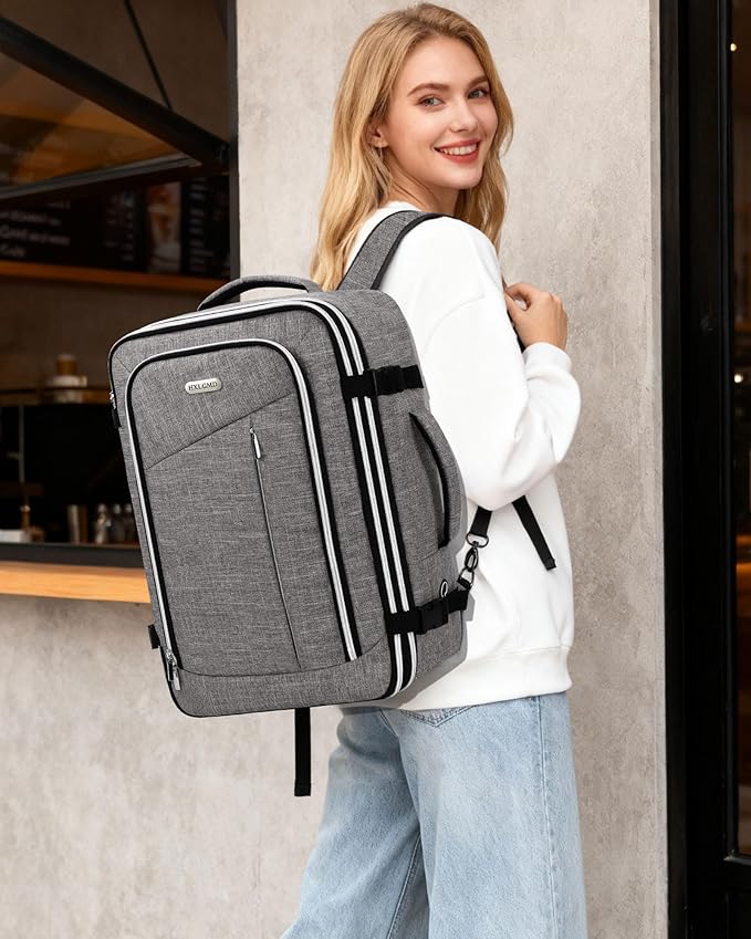 Travel Carry On 17.5" Laptop Expandable Backpack for Men Women, Personal Item Bag Waterproof Airline Approved with USB Charging Hole 3 Packing Cubes, Large Weekender Daypack Business Luggage Suitcase