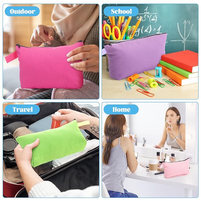 Saintrygo 30 Pcs Canvas Makeup Bags Bulk for Women Cosmetic Bags Small Travel Canvas Zipper Pouch Blank DIY Multipurpose Toiletry Hygiene Pouch for Women Purse Pencil Case(Novel,7.5 x 5 x 1.8 Inch)